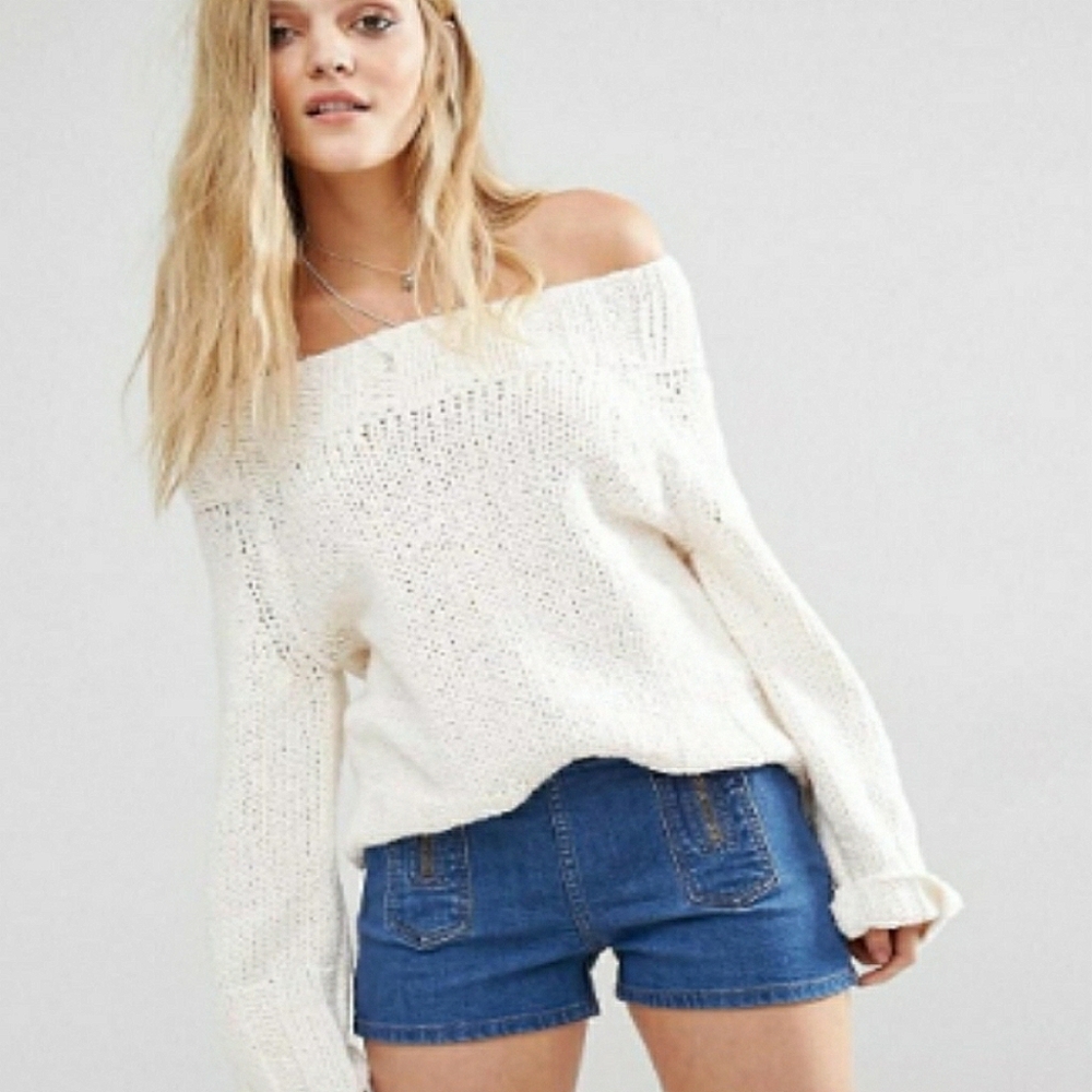 Free People Beachy Off Shoulder Slouch Sweater